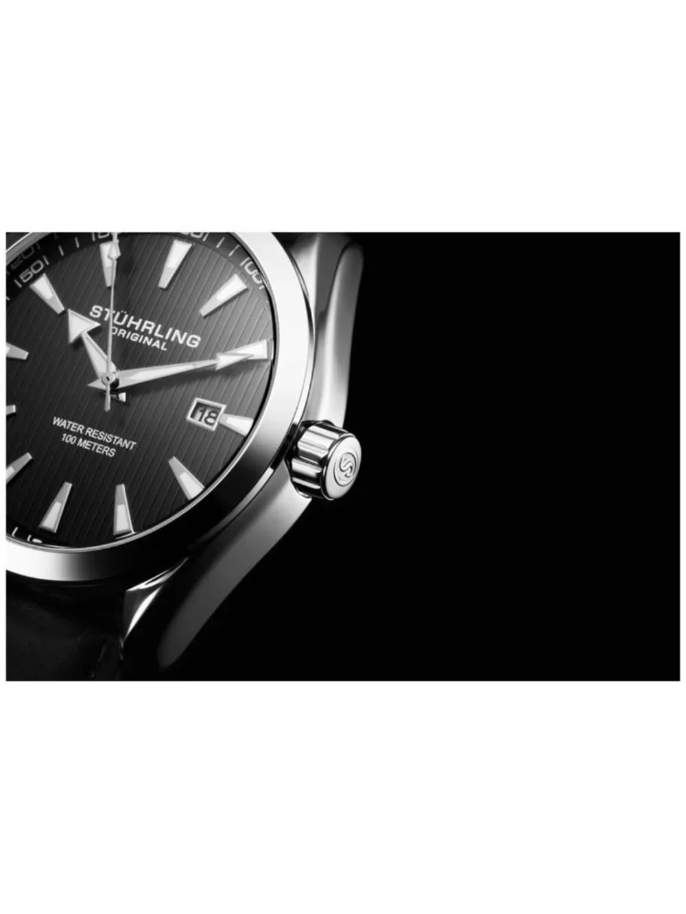 NWT Stuhrling Original Symphony Quartz Black Dial Men's Watch